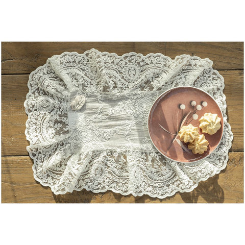 Chez Moi Lace doily with ruffles Made in Italy "Etoile Corinzio" 15x28+11/12 cm 4 variants (1pc)