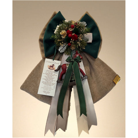 Madame Fioccò Fiocco di natale beige/verde con cavalluccio 2 varianti(1 unità)