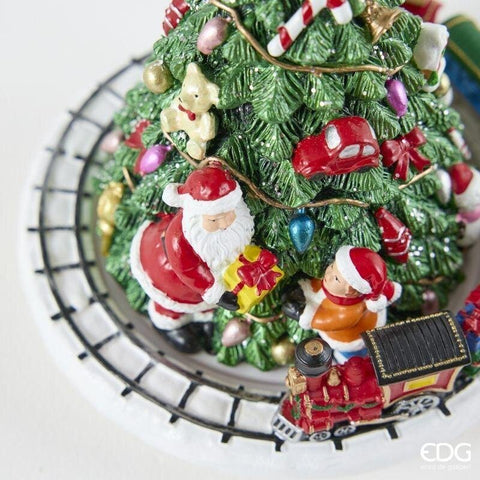EDG Enzo de Gasperi Carillon albero di natale con trenino decoro natalizio poliresina D15,5 H17 cm