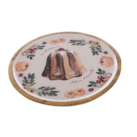 Blanc Mariclò Présentoir à gâteaux de Noël "La Patisserie" Shabby Chic D30xH10 cm