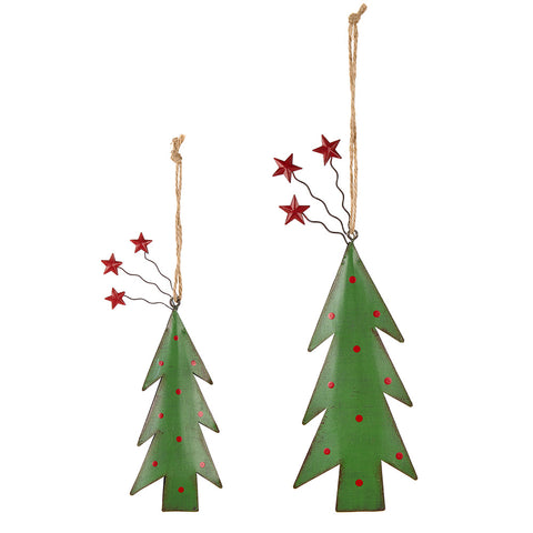 Cloth Clouds Set of 2 Christmas trees in antique metal "Bear Wonderland" H17.5/22 cm