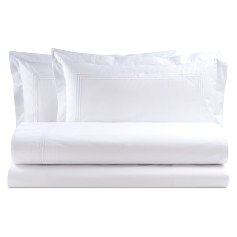 Bianco Perla Completo letto matrimoniale lenzuola in percalle di cotone "Zoe"