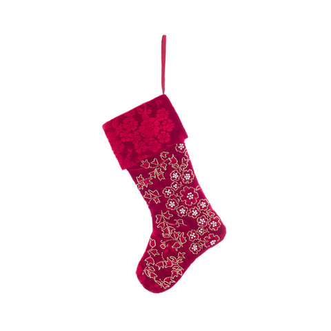 Chaussette de Noël brodée Blanc Mariclò H37 cm 3 variantes (1 unité)