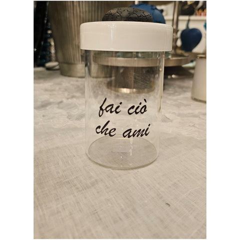 Chiaraela Cilindro alto con dedica e Cuore puzzle nero D7xH14.5 cm