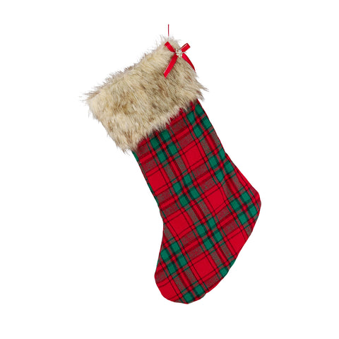 Chaussette de Noël GOODWILL en tartan écossais et satin H48 cm