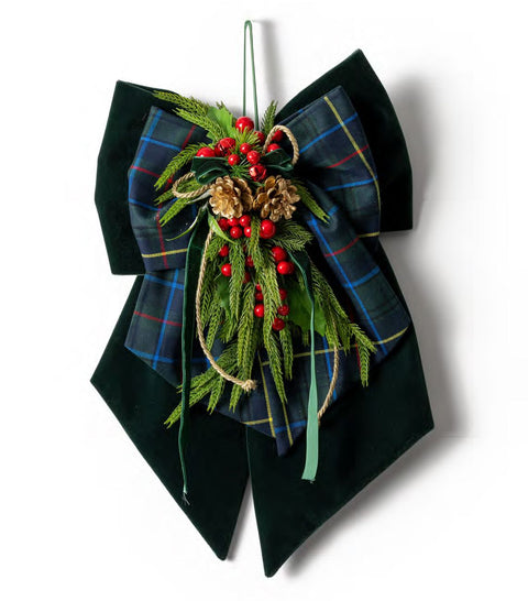 Fiori di Lena Doppio Fiocco di natale in velluto con vischio H50 cm 3 varianti(1 unità)