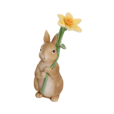 GOODWILL Statuina Coniglio di pasqua in resina con fiore H18 cm 2 varianti(1 unità)