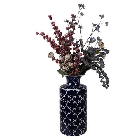 Clayre & Eef Vaso portafiori in ceramica blu da tavolo D19xH41 cm