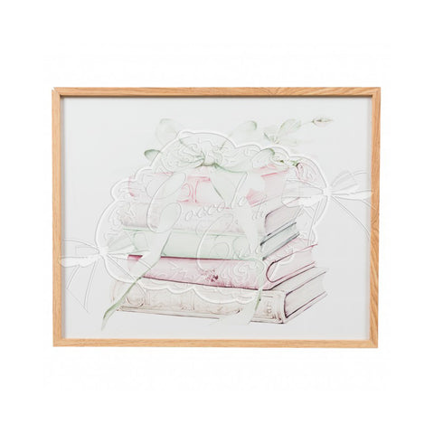 Coccole di Casa Quadro in legno Libri con fiocco 50x40x2 cm 2 varianti(1 unità)