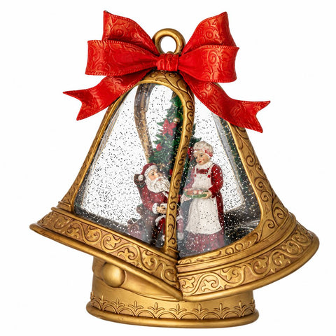 L'arte di Nacchi Campane con Mamma e Babbo Natale luci led 23,5x11xH26 cm