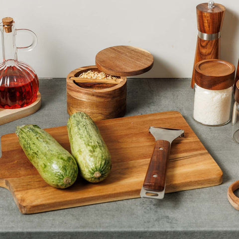 Estia Home Économe en acier inoxydable, manche en bois « Allure » 19x5.5 cm