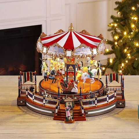 Mr. Christmas Carosello animato di natale luci led e musica 40xH28 cm