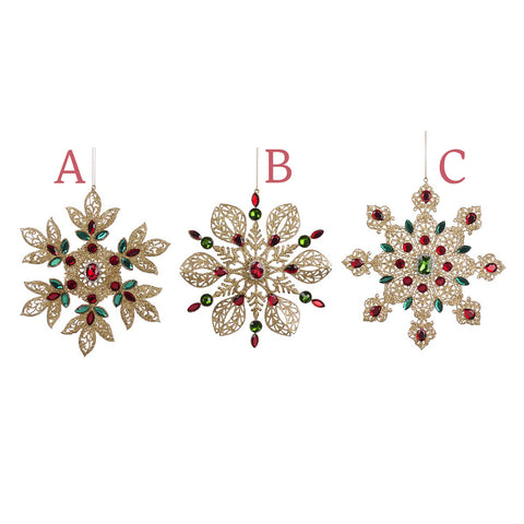 GOODWILL Golden snowflake with jewels 17 cm 3 variations (1pc)