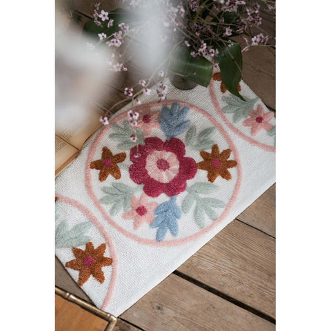 Tapis en coton Blanc Mariclò « Daphne Collection », 50 x 80 cm