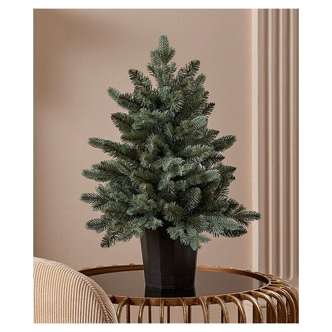 EDG Sapin de Noël en pin argenté avec vase H60 cm