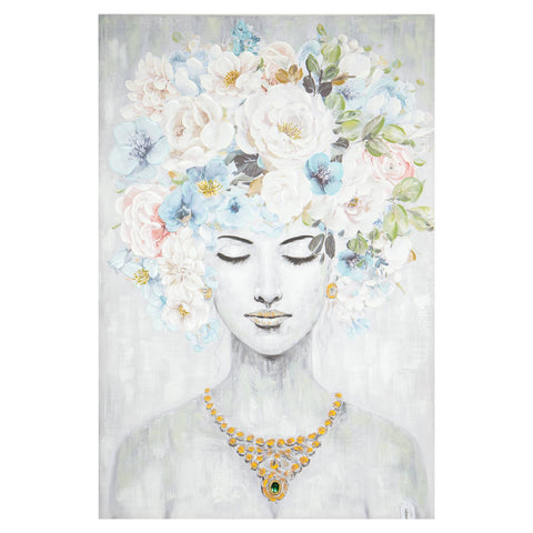 Eurolamp Quadro Figura femminile con fiori su tela 80x3,5 xH120 cm