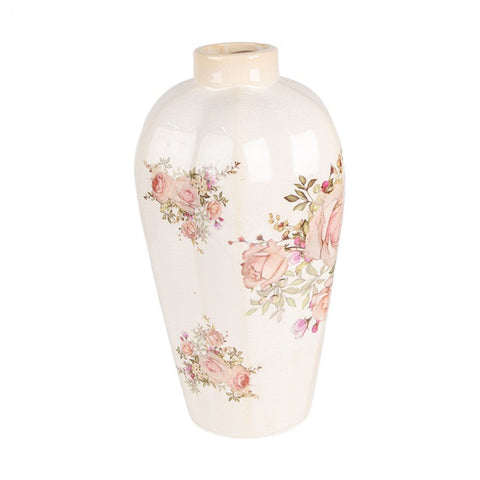 Clayre & Eef Vaso con decoro rose Shabby Chic Ø17x30 cm