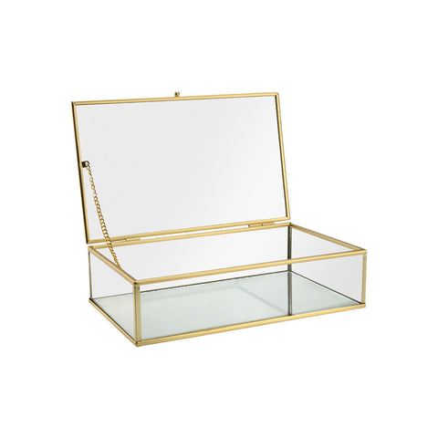 Estia Home Porta oggetti in vetro specchio e metallo oro 24x14xH6 cm