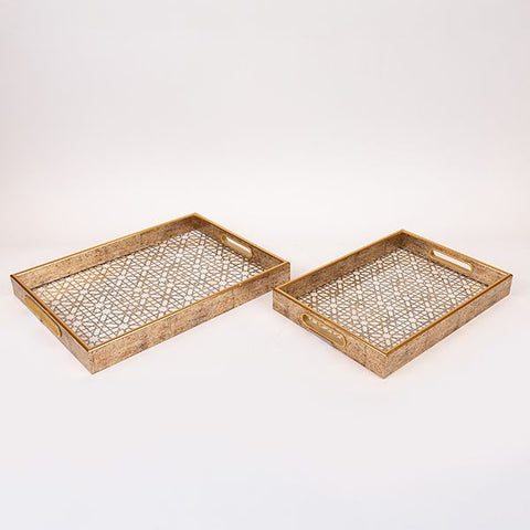 Eurolamp Set 2 Vassoi in vetro marrone 40x30x4,5cm/35x25x4,5cm