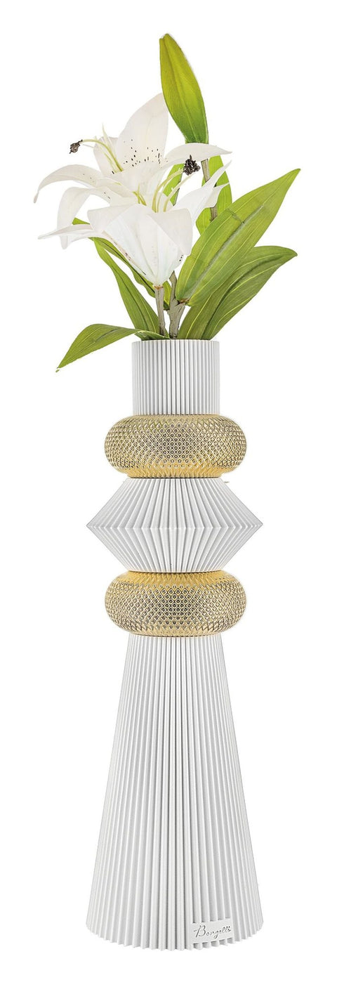Bongelli Preziosi White/Gold "Modular" Flower Vase, Made in Italy, H39 cm