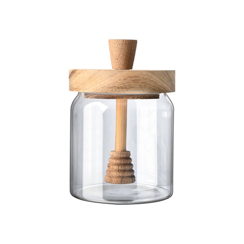 Estia Home Barattolo per miele in vetro con tappo in legno "Allure" D9xH13.5 cm