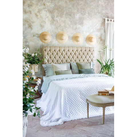 Parure de lit double en coton à rayures vertes Blanc Mariclò + 2 taies d'oreiller « Dolci righe »