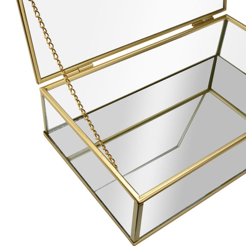 Estia Home Porta oggetti in vetro specchio e metallo oro 24x14xH6 cm