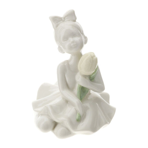 Figurine de ballerine en porcelaine Hervit avec tulipe jaune 10 cm