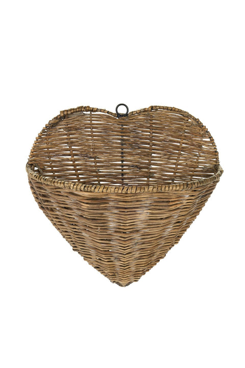 Nuvole di Stoffa Mezzo Cesto Cuore portafiori in vimini da parete "PePen" 17x17x30.5 cm