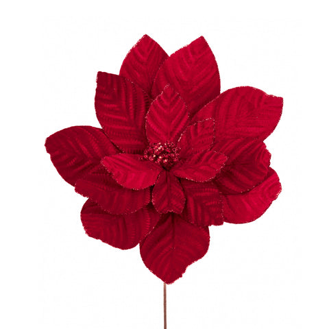 Fleur de poinsettia pailletée en tissu GOODWILL 42 cm