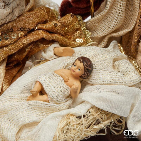 EDG Holy Family Nativity Scene resin and fabric brown 15x26xH29 cm