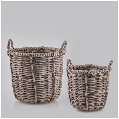 Edg Oval rattan basket, storage basket with handles 2 variants (1pc)