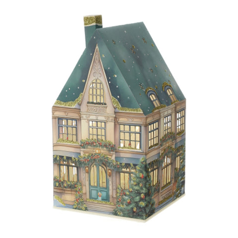 Lampe LED Hervit Maison de Noël en papier « Cottage » 11x11xH20 cm