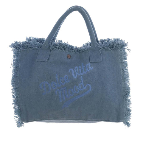 Sac de plage en coton bleu clair Blanc Mariclò 35 x 25 x 14 cm