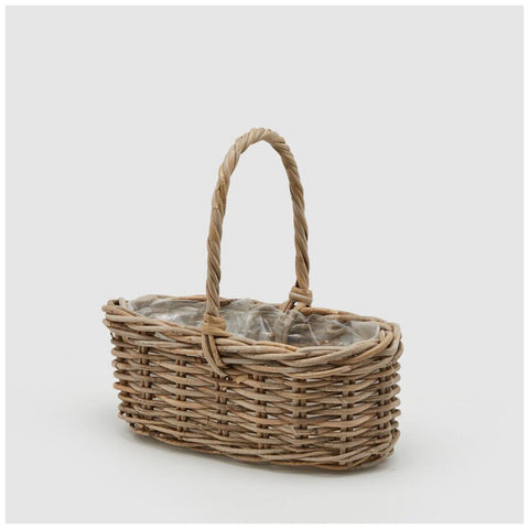 Edg Enzo De Gasperi Cestino ovale in rattan con manico 40x21xH33 cm