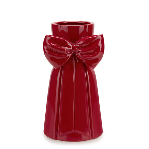 Fade Vaso di natale in ceramica rosso con fiocco 16xH30 cm