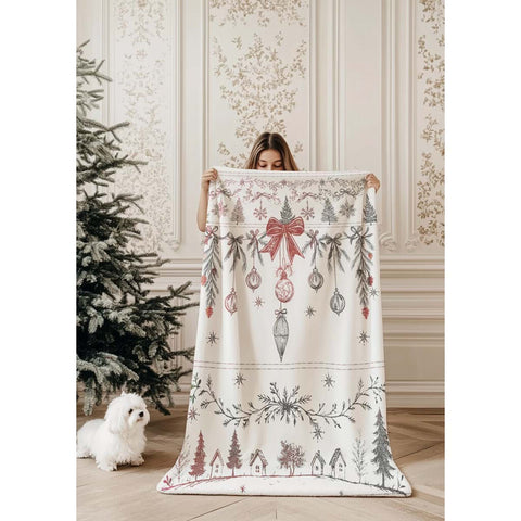 Blanc Mariclò Set Plaid di natale con borsa 400 GSM 140x170 cm