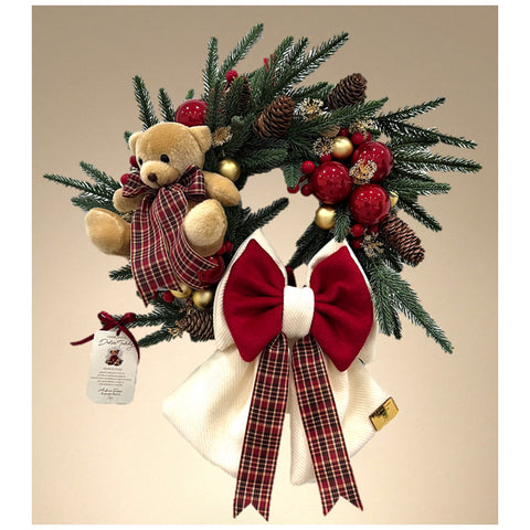 Madame Fioccò Guirlande de Noël avec nœud et ourson "Doux Teddy" D30 cm