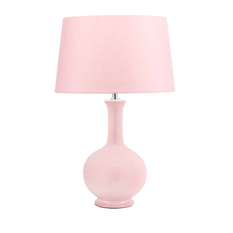 Lampe en céramique rose pâle avec abat-jour "Ravi" 35xH54 cm