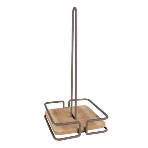 Clayre & Eef Porta rotolo da cucina in legno e ferro grigio 15x15x32 cm