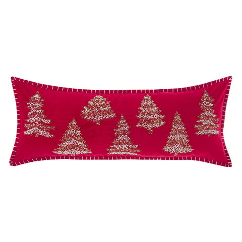Blanc Mariclò Cuscino Natale rettangolare rosso alberi Natale 35x90 cm