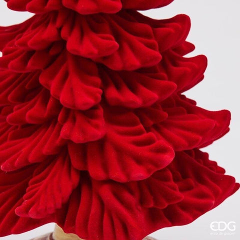 EDG Portacandela di natale albero vellutato rosso Ø19 H36 cm