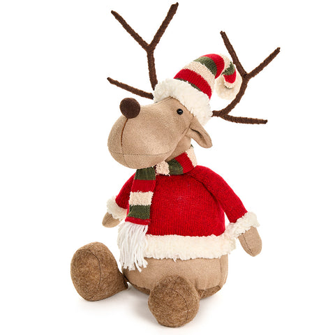 Clouds of Fabric Sitting Reindeer Puppet "Christmas Card" 20x18xH54 cm 2 variants (1pc)