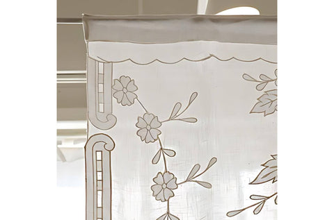 Mia per te Set 2 Tendine vetrage in lino naturale ricamo floreale "Demetra" 40x220 cm