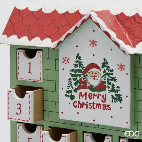 EDG Calendario dell'avvento in legno 24 caselle 25x9,5x35,5 cm