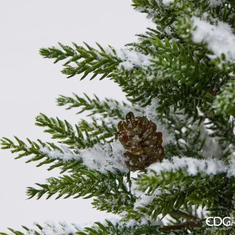 EDG Albero di natale pino innevato in vaso con pigne pvc H55 cm