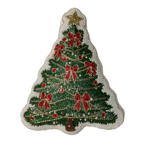 Blanc Mariclò Cuscino arredo sagomato di Natale con perline 28x37 cm