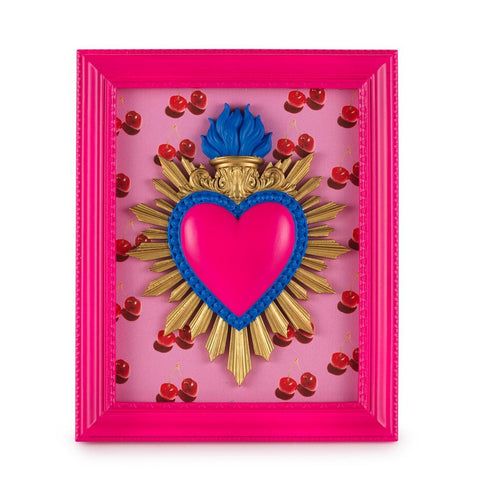 Henriette Quadro decorativo cornice cuore e ciliegie con piede "Ton Coeur" 22x18 cm - Angelica Home Stabia