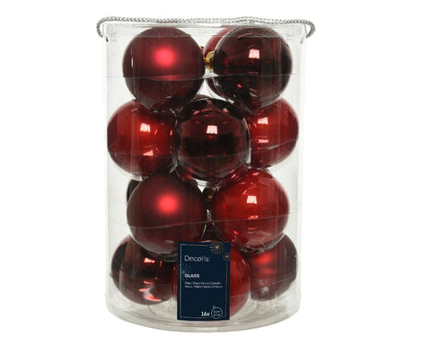 Kaemingk Set of 16 Christmas balls mixed in dark red glass D8 cm