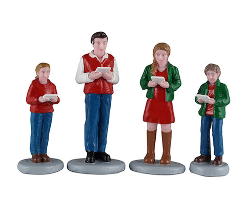 LEMAX Set 4 Personaggi "Caroling Family" in resina H6.5 cm